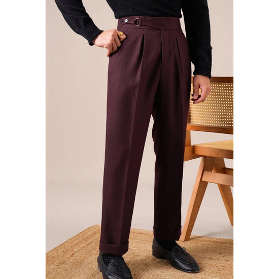 Single-pleat straight high-waist trousers