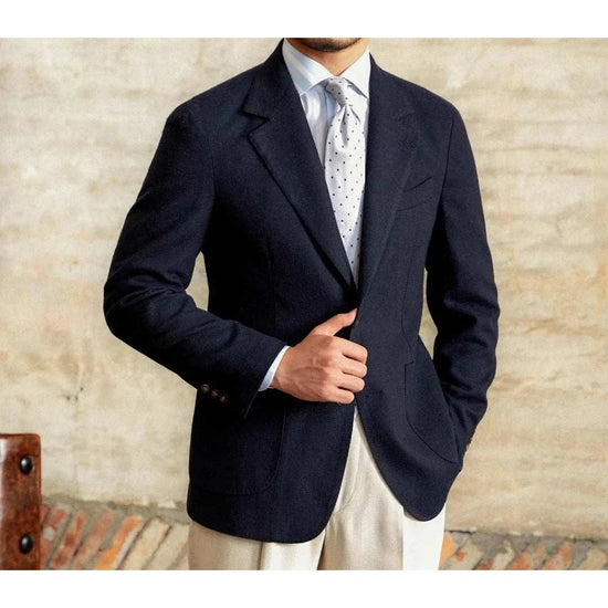 Slim fit cotton-linen blend jacket