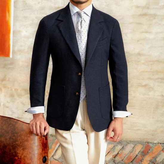 Slim fit cotton-linen blend jacket