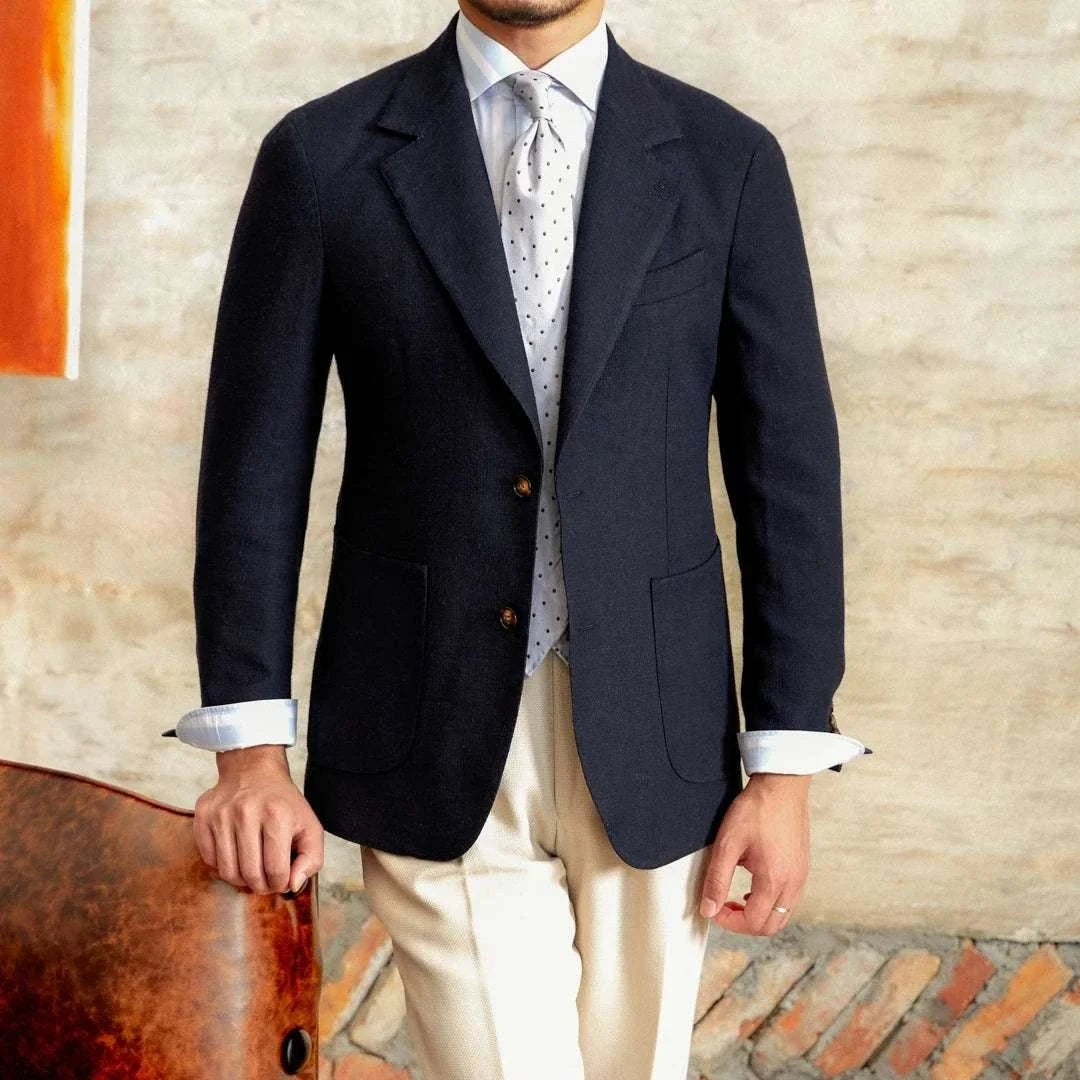 Slim fit cotton-linen blend jacket