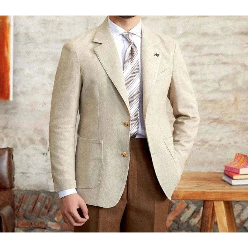 Slim fit cotton-linen blend jacket
