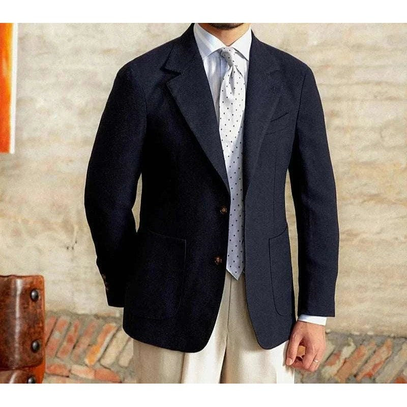 Slim fit cotton-linen blend jacket