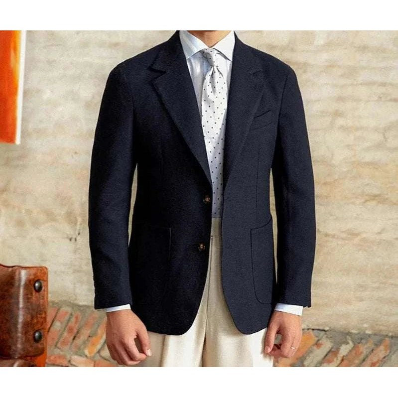 Slim fit cotton-linen blend jacket
