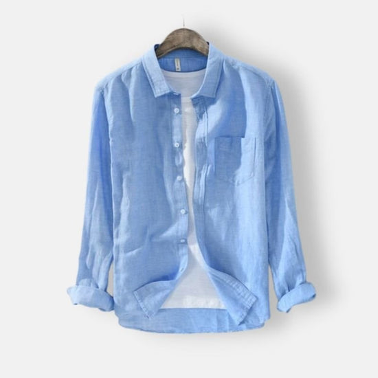 Solid Long-sleeved Linen Shirt