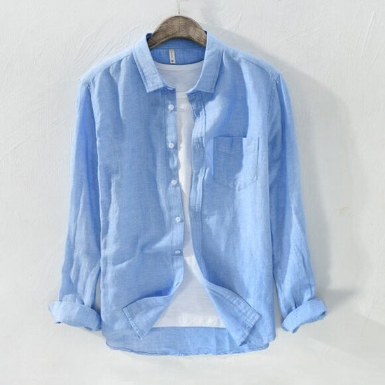 Solid Long-sleeved Linen Shirt