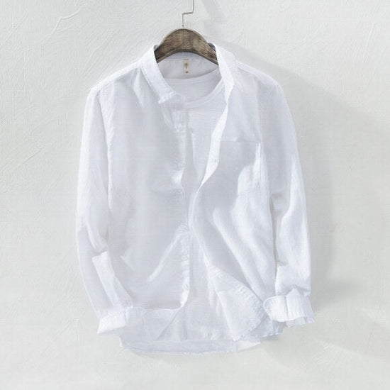 Solid Long-sleeved Linen Shirt
