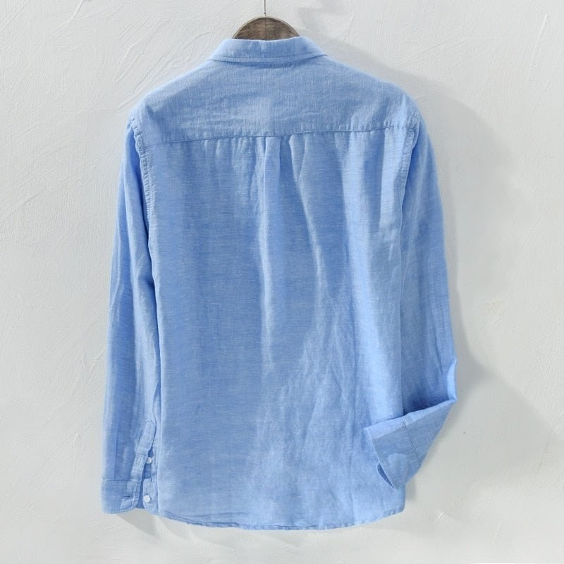 Solid Long-sleeved Linen Shirt