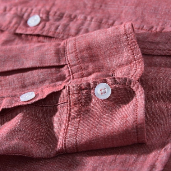 Solid Long-sleeved Linen Shirt