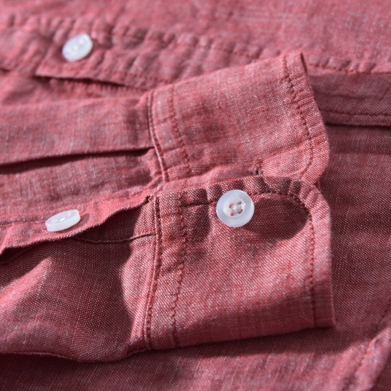 Solid Long-sleeved Linen Shirt