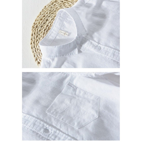 Solid Long-sleeved Linen Shirt