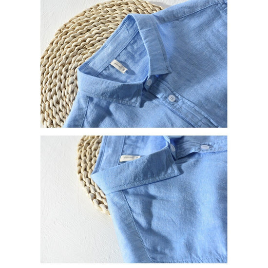Solid Long-sleeved Linen Shirt