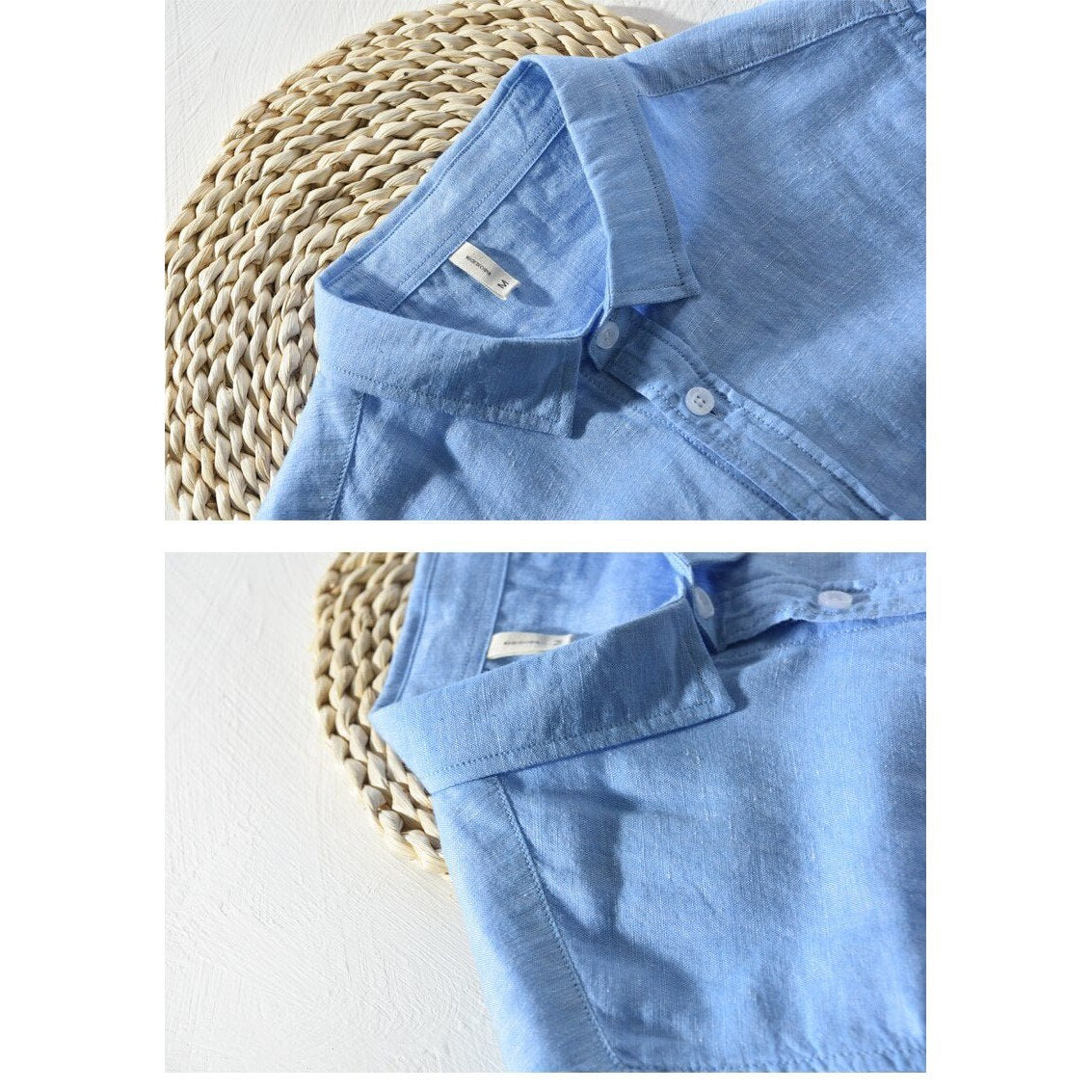 Solid Long-sleeved Linen Shirt