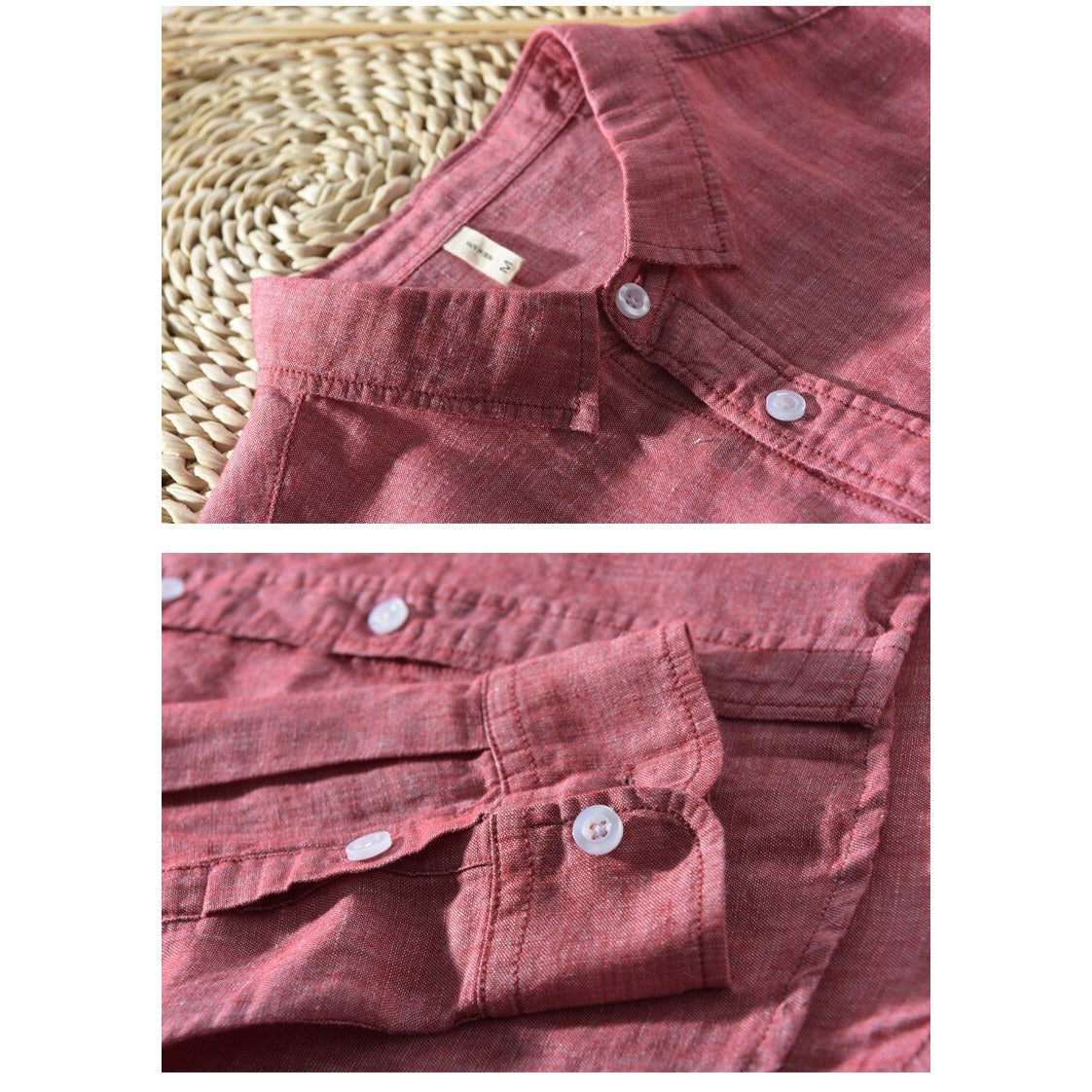Solid Long-sleeved Linen Shirt