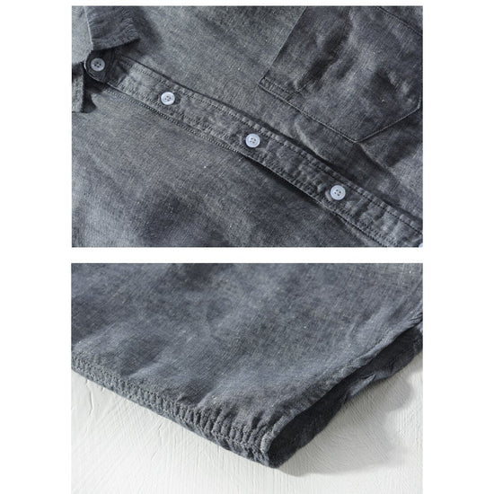 Solid Long-sleeved Linen Shirt