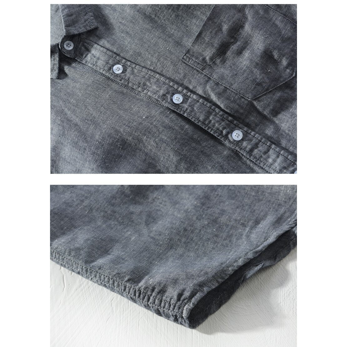 Solid Long-sleeved Linen Shirt