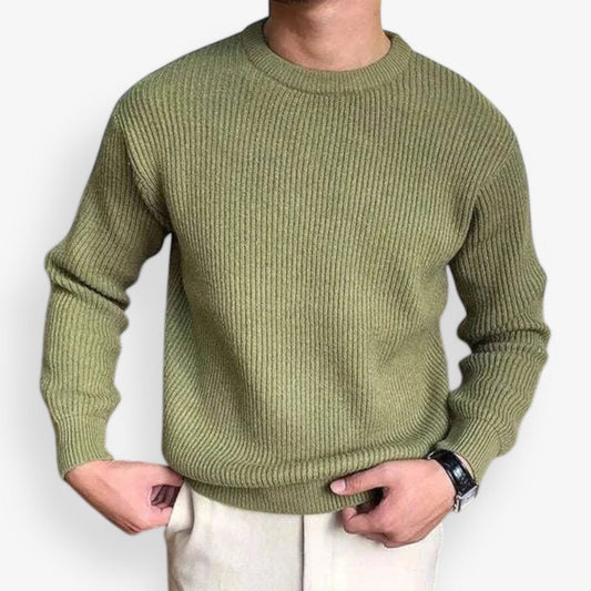 Solid round neck knit sweater