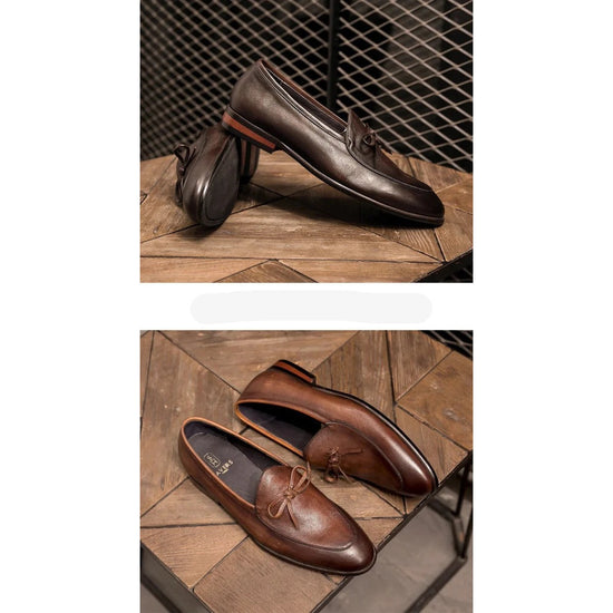 Square-toe bow loafer
