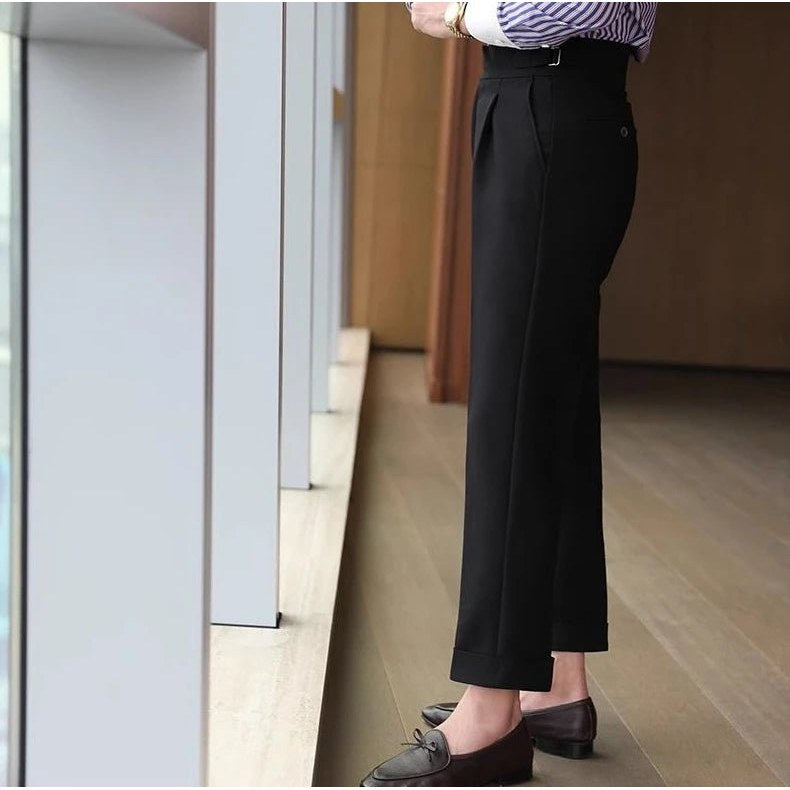 Straight business high-waist trousers