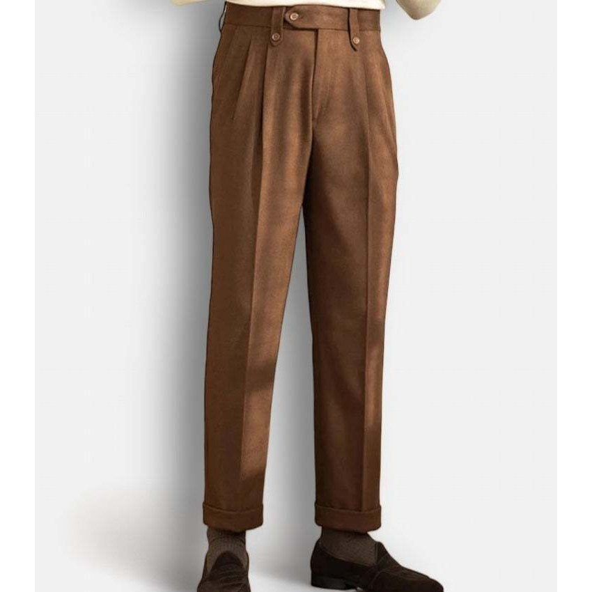 Straight high-waist casual trousers