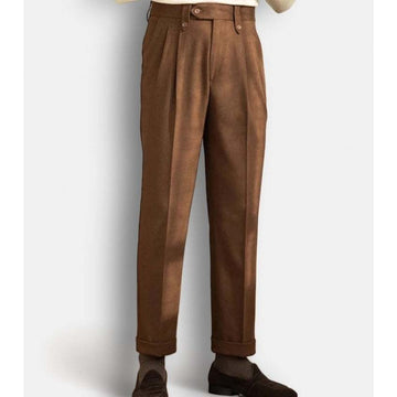Straight high-waist casual trousers