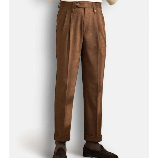 Straight high-waist casual trousers