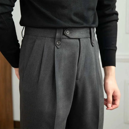 Straight high-waist casual trousers