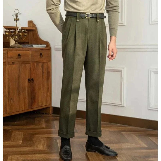 Straight high-waist casual trousers