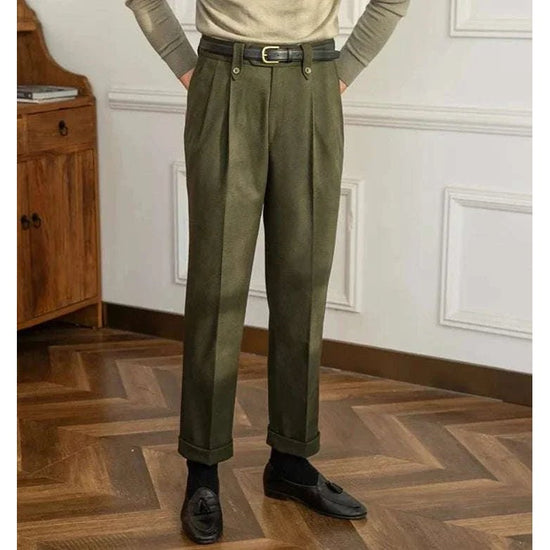 Straight high-waist casual trousers