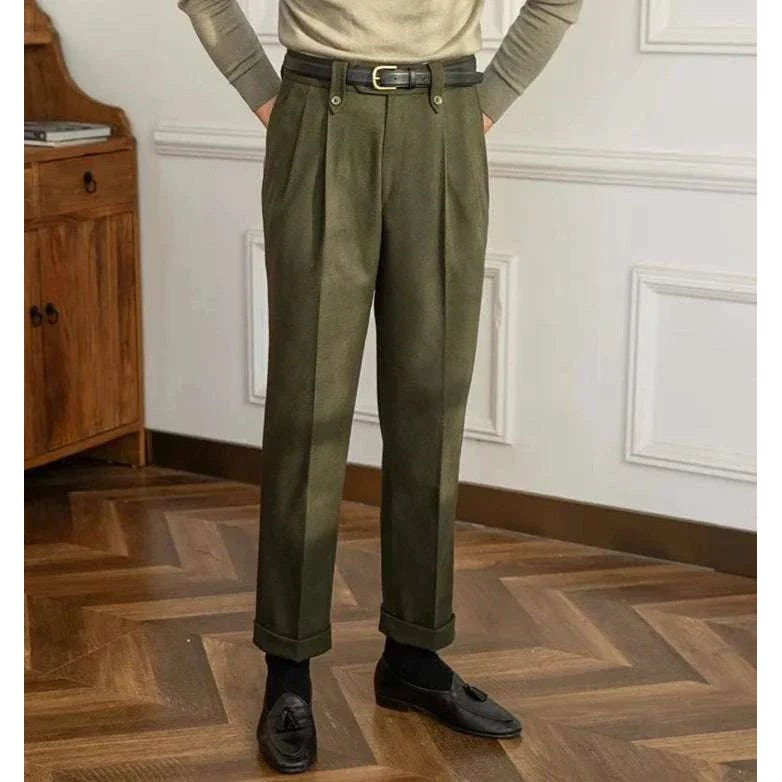 Straight high-waist casual trousers
