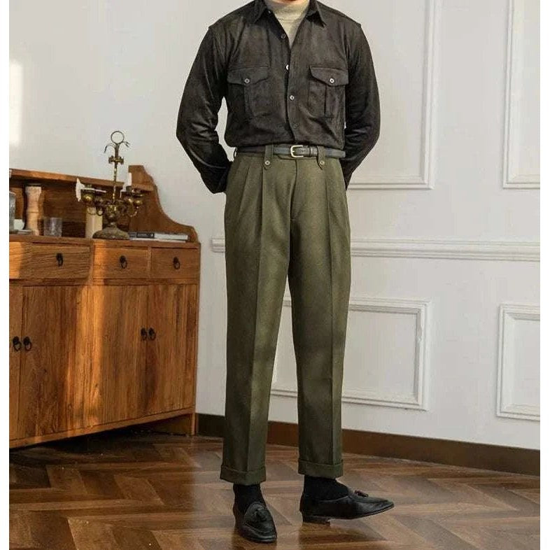Straight high-waist casual trousers