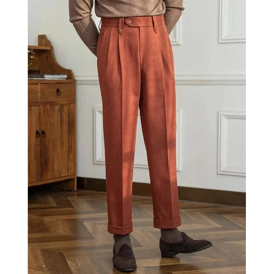 Straight high-waist casual trousers