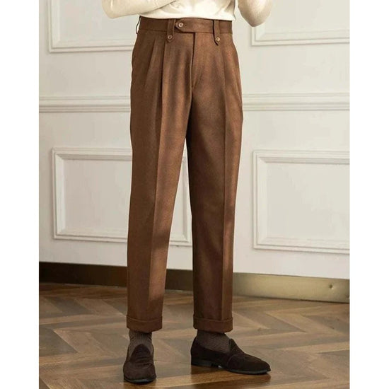 Straight high-waist casual trousers