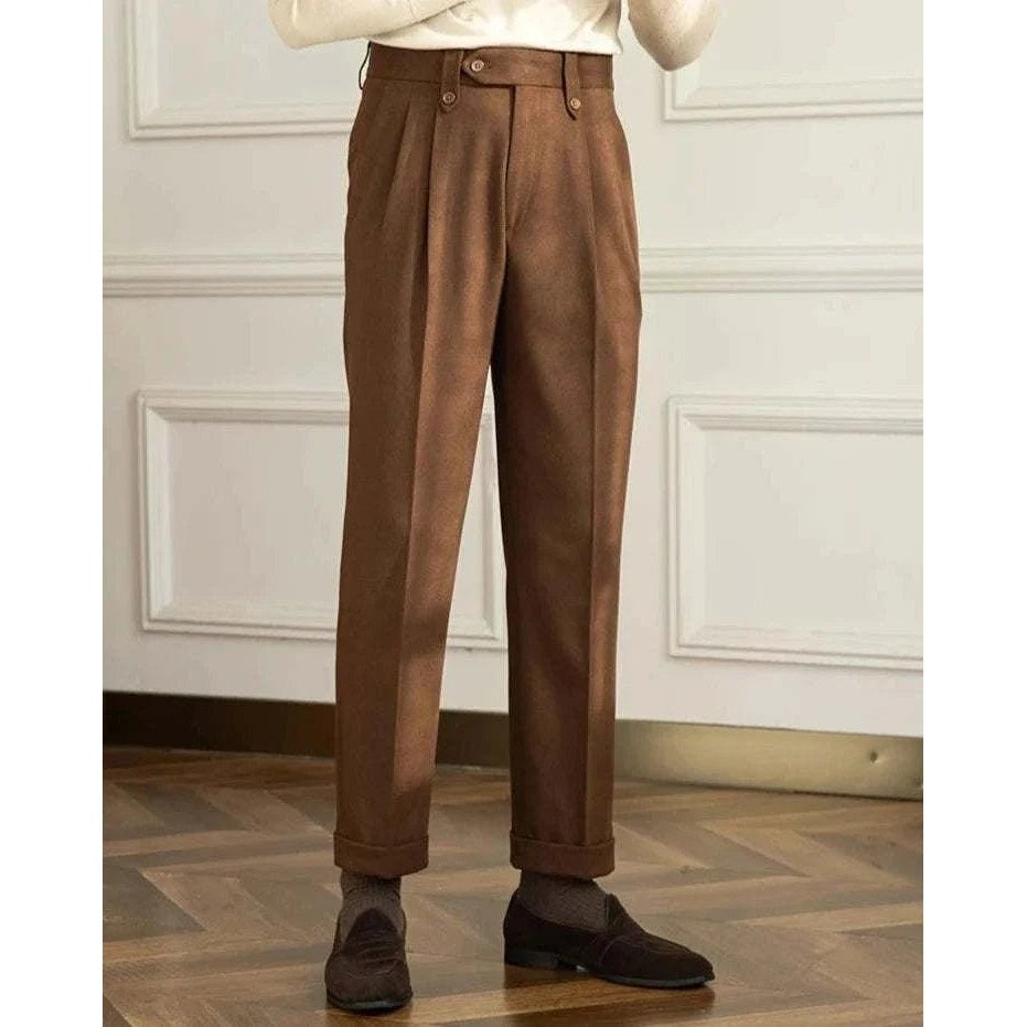 Straight high-waist casual trousers