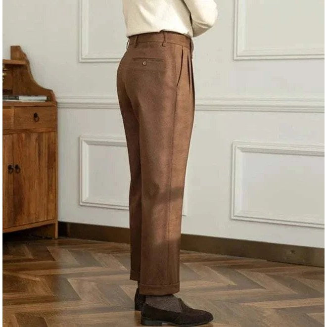 Straight high-waist casual trousers