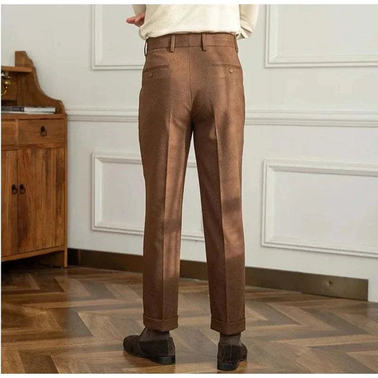 Straight high-waist casual trousers