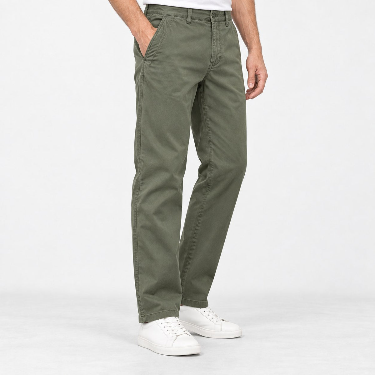 Straight leg cotton utility trousers