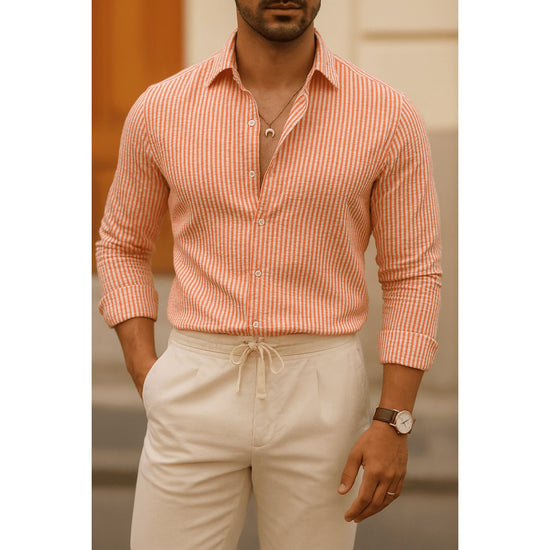 Streetwear summer long-sleeve shirt with stripes