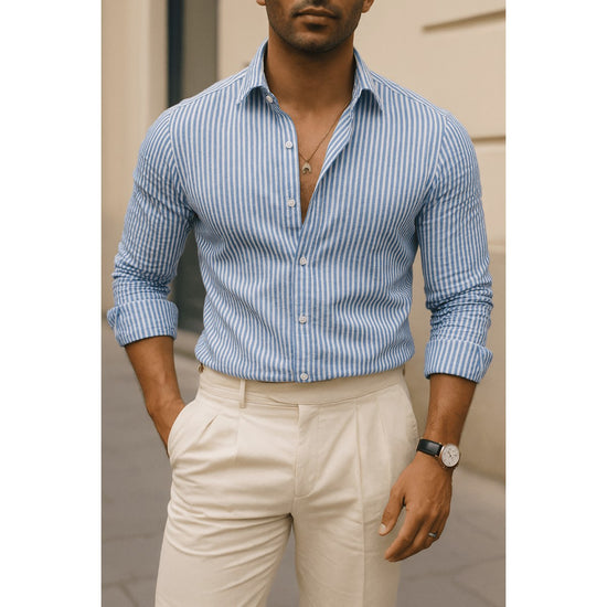Streetwear summer long-sleeve shirt with stripes