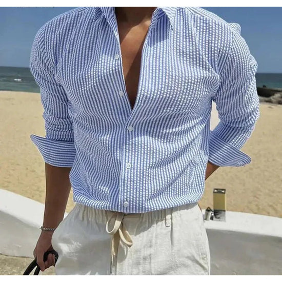 Streetwear summer long-sleeve shirt with stripes