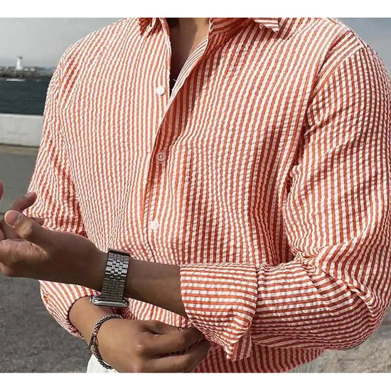 Streetwear summer long-sleeve shirt with stripes
