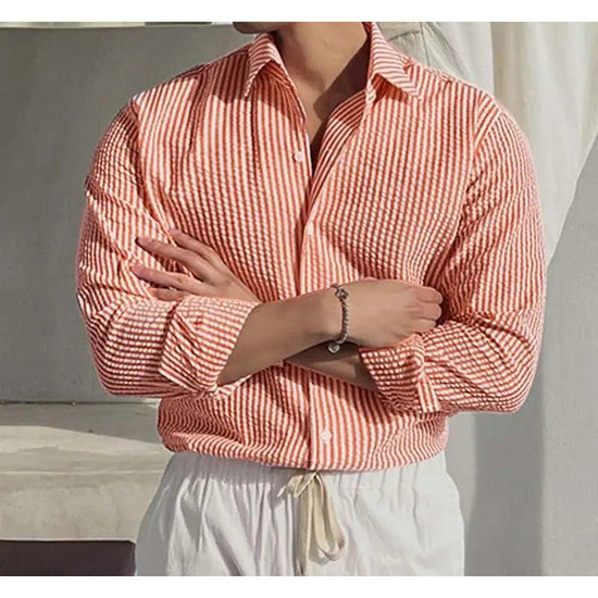 Streetwear summer long-sleeve shirt with stripes