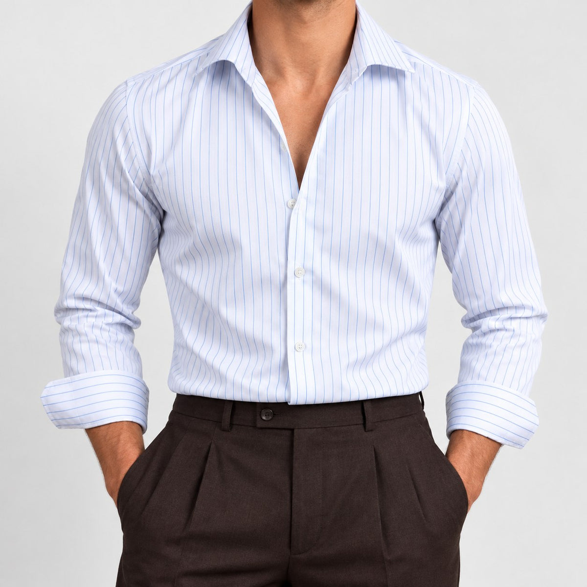 Stretch striped dress shirt