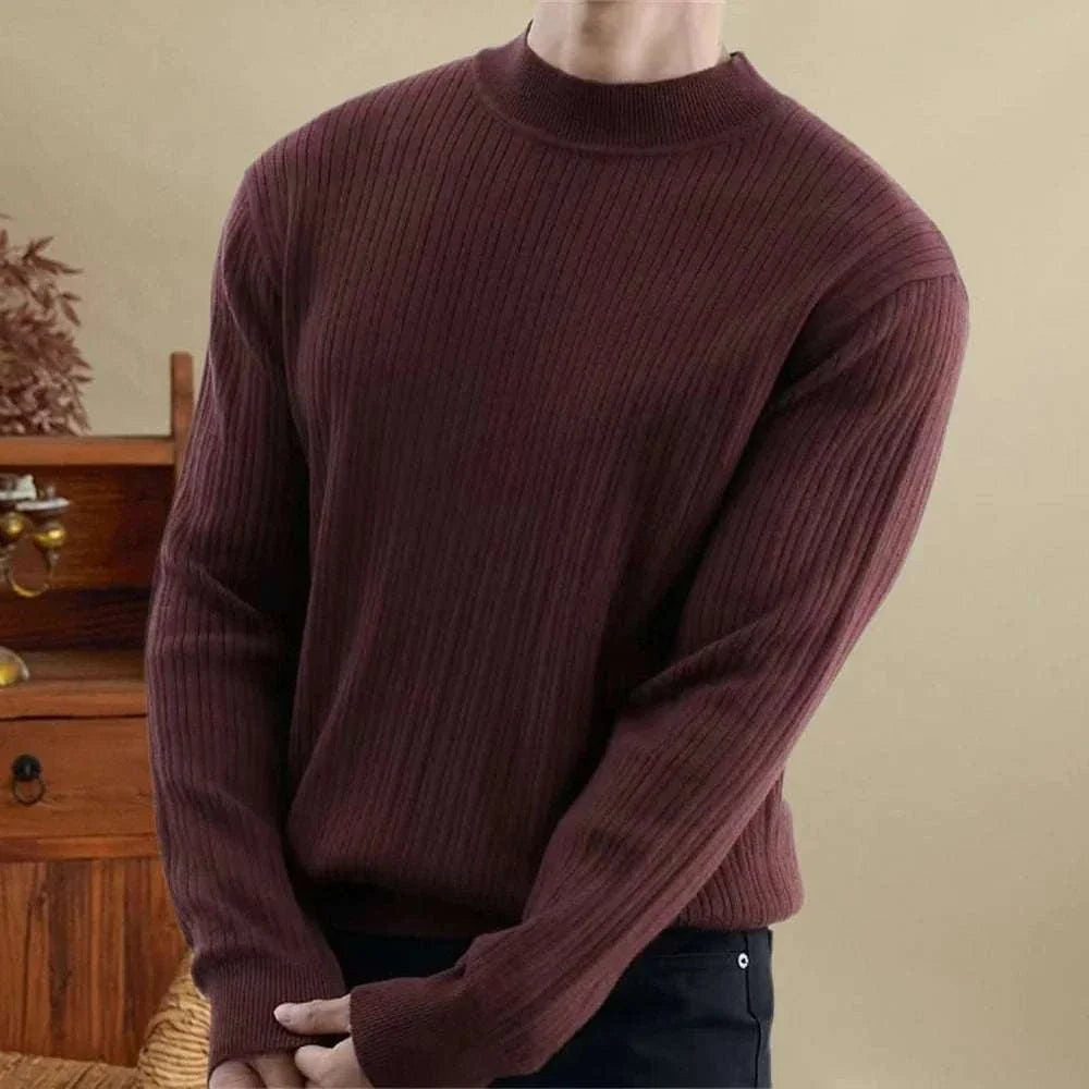Striped jacquard knit sweater