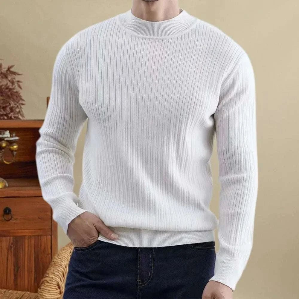 Striped jacquard knit sweater