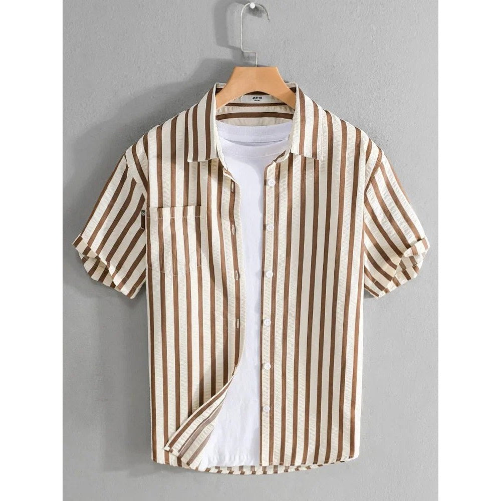 Striped printed shirt bold and fashionable fit