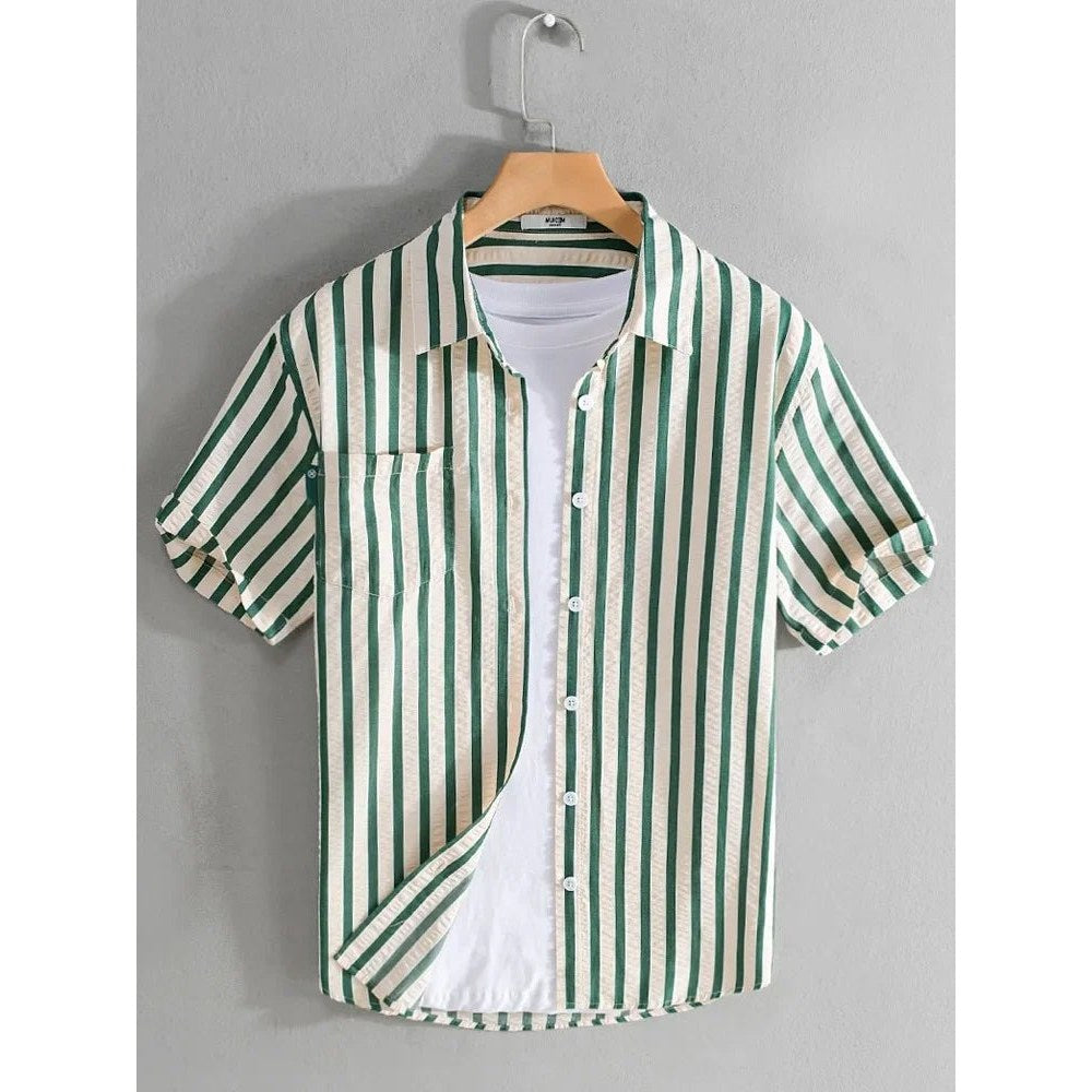 Striped printed shirt bold and fashionable fit