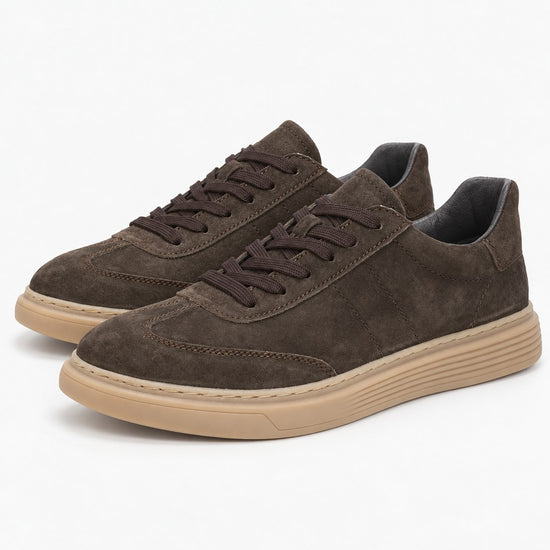 Suede cupsole sneakers with tonal laces