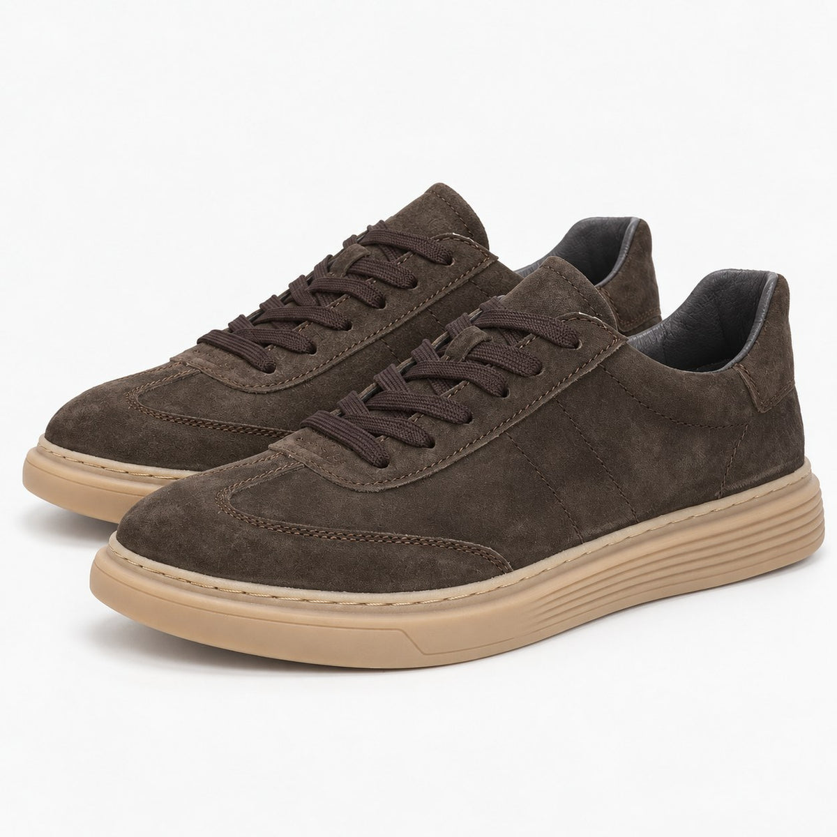 Suede cupsole sneakers with tonal laces