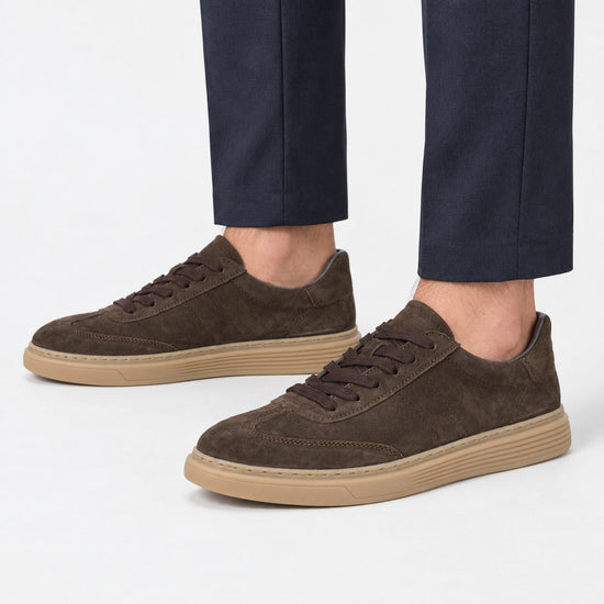 Suede cupsole sneakers with tonal laces