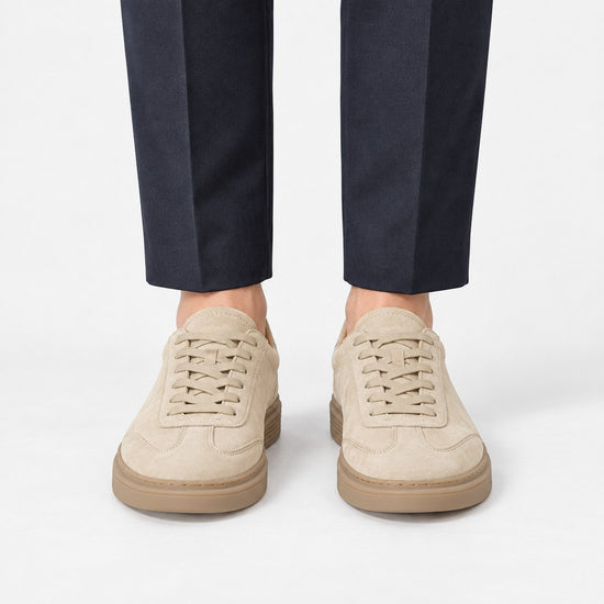 Suede cupsole sneakers with tonal laces